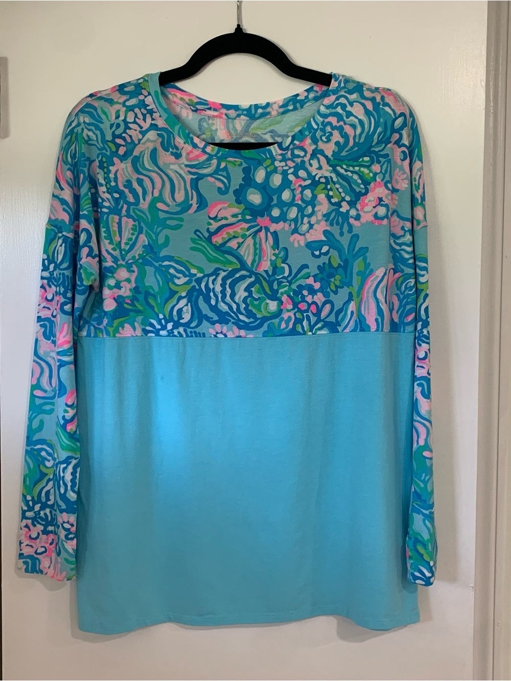 Lilly Pulitzer Finn Top Long Sleeve Floral Preppy Bright Colorful Size Small